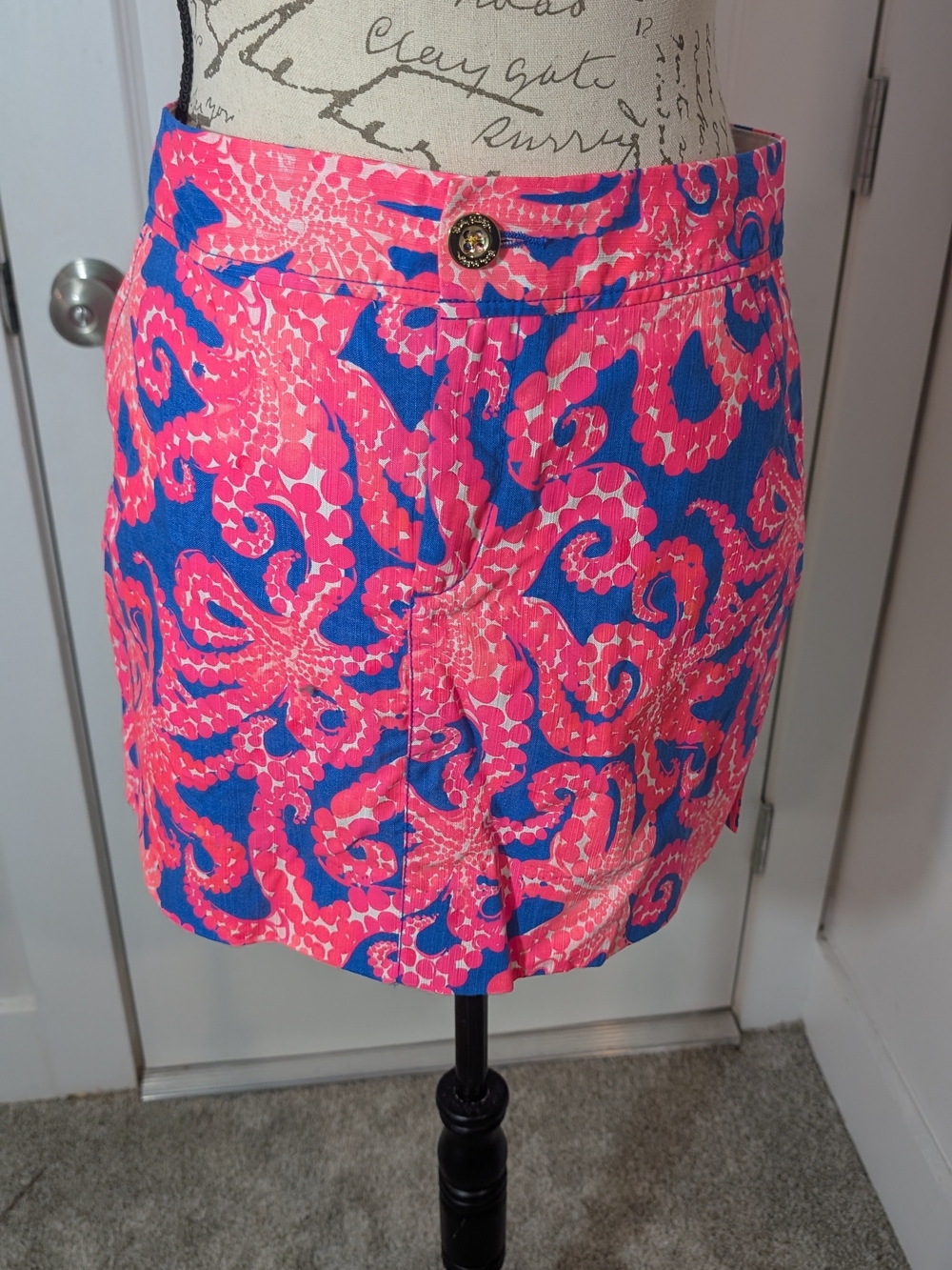 Lilly Pulitzer Pink and Blue Printed Cotton "Nikki" Skort Size 6